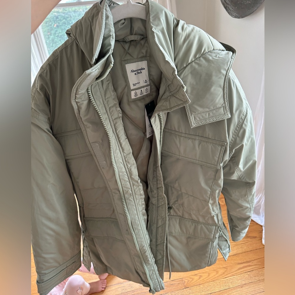 Abercrombie light sage green coat medium